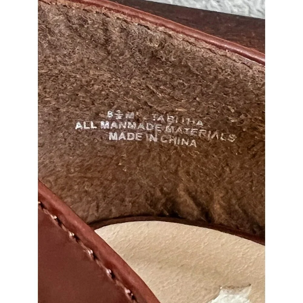 Nicole Flat Sandals Womens Size 8.5M Brown Cutout Leather Jellyfish Ankle Straps - Picture 5 of 9